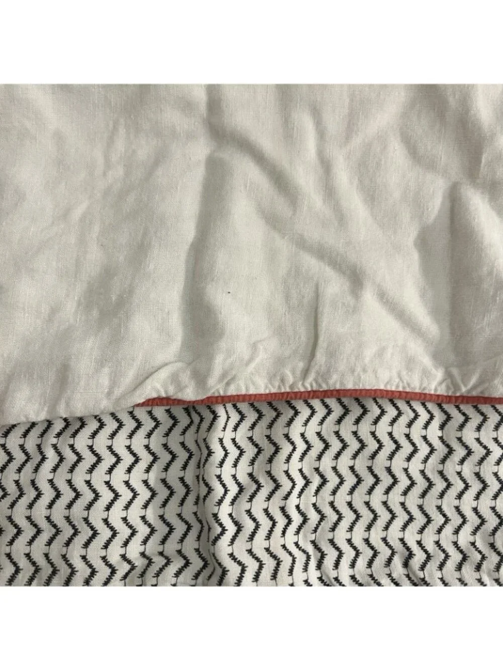 Pottery Barn Pillow Cover 20x20 Black Ivory Zig Zag Red Trim Boho Farmhouse